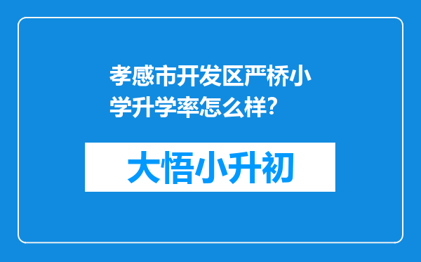 孝感市开发区严桥小学升学率怎么样？