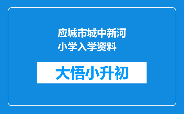 应城市城中新河小学入学资料