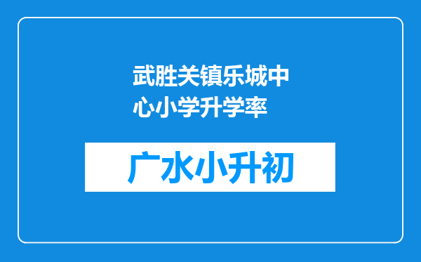 武胜关镇乐城中心小学升学率