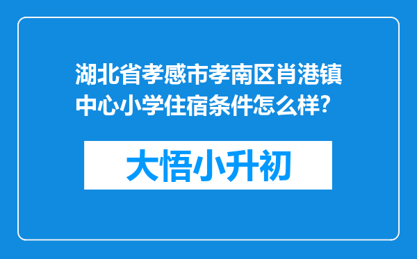 湖北省孝感市孝南区肖港镇中心小学住宿条件怎么样？