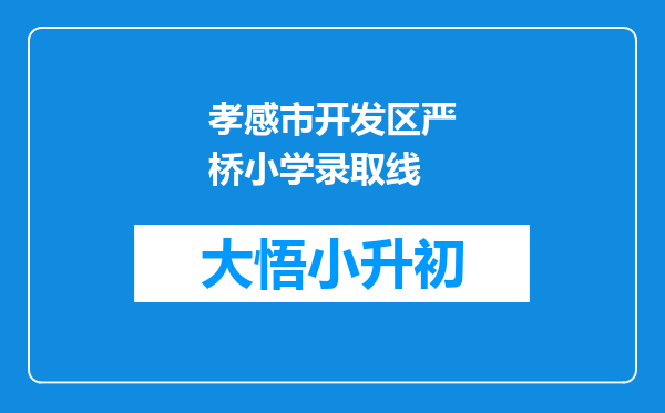 孝感市开发区严桥小学录取线