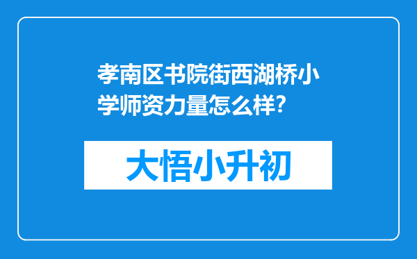 孝南区书院街西湖桥小学师资力量怎么样？