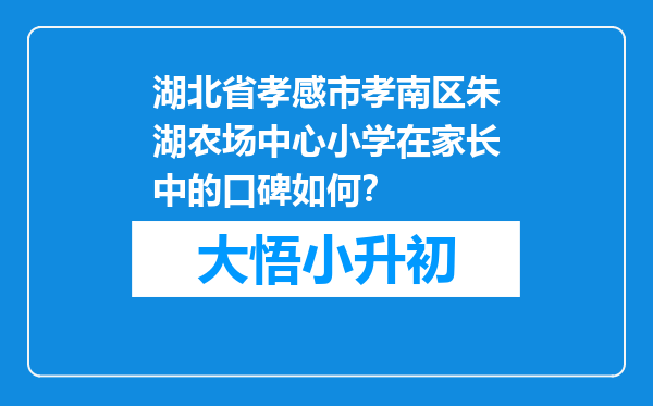 湖北省孝感市孝南区朱湖农场中心小学在家长中的口碑如何？