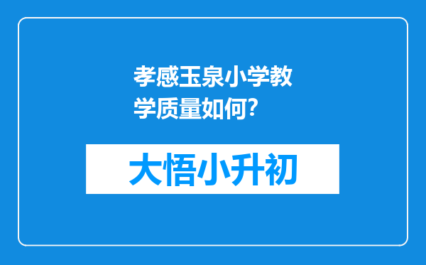 孝感玉泉小学教学质量如何？