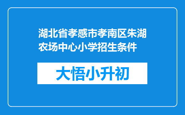 湖北省孝感市孝南区朱湖农场中心小学招生条件