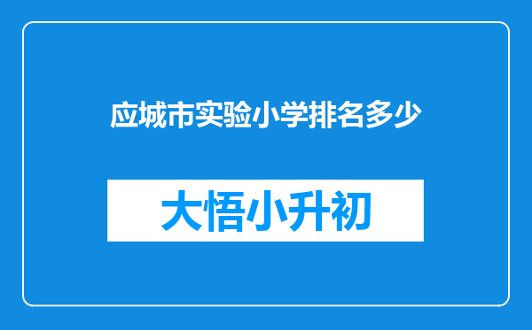 应城市实验小学排名多少