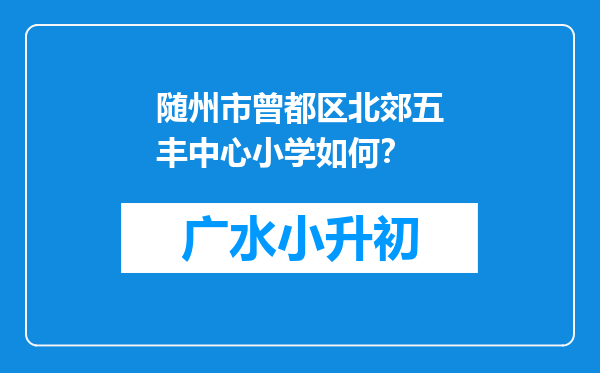 随州市曾都区北郊五丰中心小学如何？