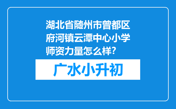 湖北省随州市曾都区府河镇云潭中心小学师资力量怎么样？