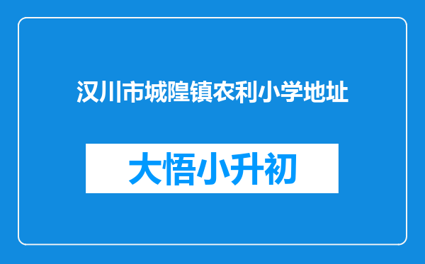 汉川市城隍镇农利小学地址