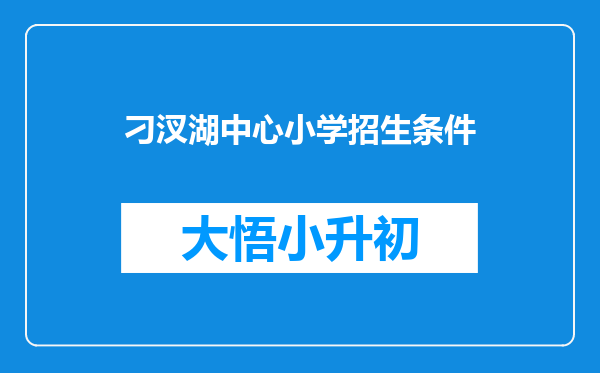 刁汊湖中心小学招生条件