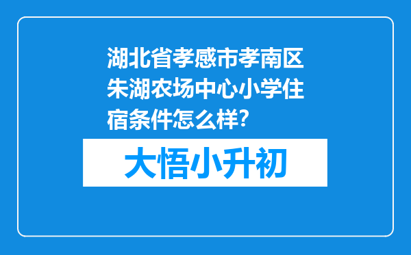 湖北省孝感市孝南区朱湖农场中心小学住宿条件怎么样？