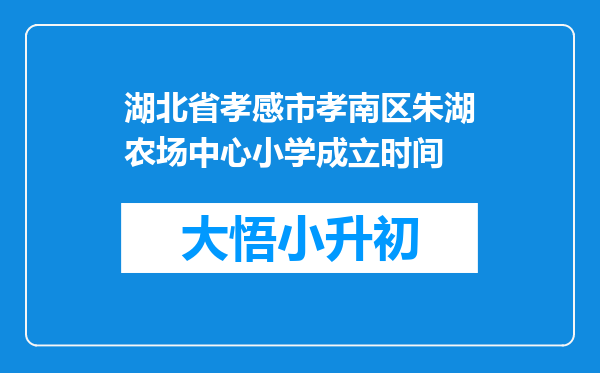 湖北省孝感市孝南区朱湖农场中心小学成立时间