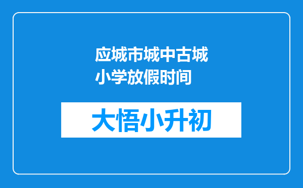 应城市城中古城小学放假时间