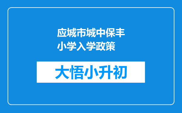 应城市城中保丰小学入学政策