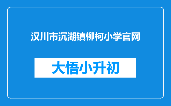 汉川市沉湖镇柳柯小学官网