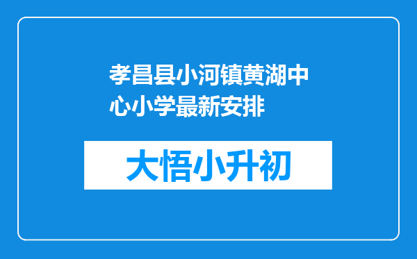 孝昌县小河镇黄湖中心小学最新安排