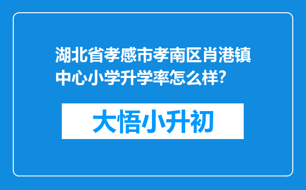 湖北省孝感市孝南区肖港镇中心小学升学率怎么样？