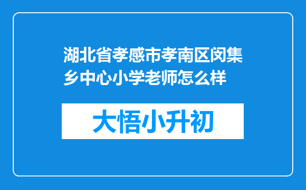 湖北省孝感市孝南区闵集乡中心小学老师怎么样