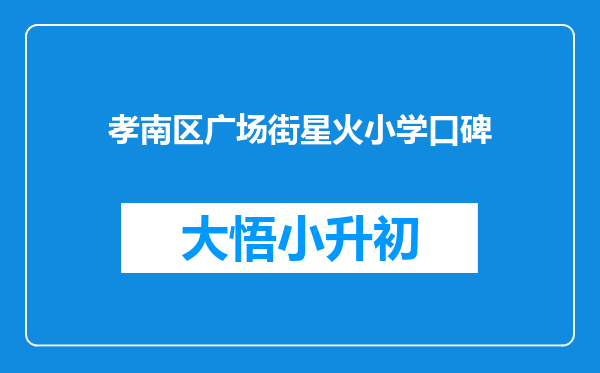 孝南区广场街星火小学口碑