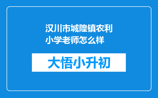 汉川市城隍镇农利小学老师怎么样