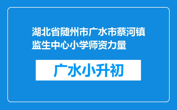 湖北省随州市广水市蔡河镇监生中心小学师资力量