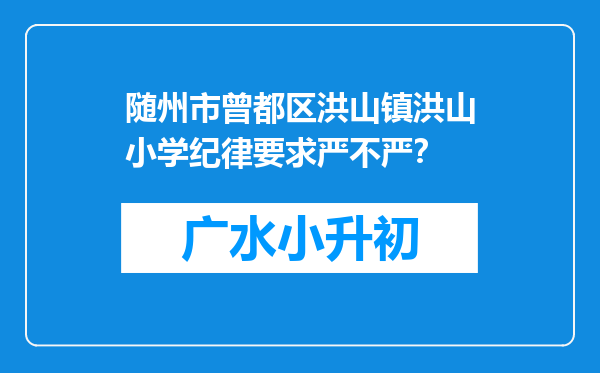 随州市曾都区洪山镇洪山小学纪律要求严不严？