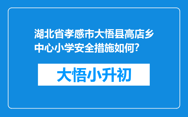 湖北省孝感市大悟县高店乡中心小学安全措施如何？