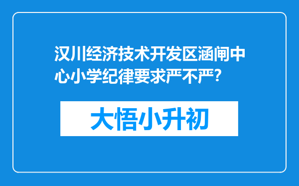 汉川经济技术开发区涵闸中心小学纪律要求严不严？