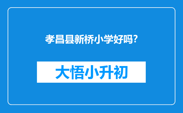 孝昌县新桥小学好吗？