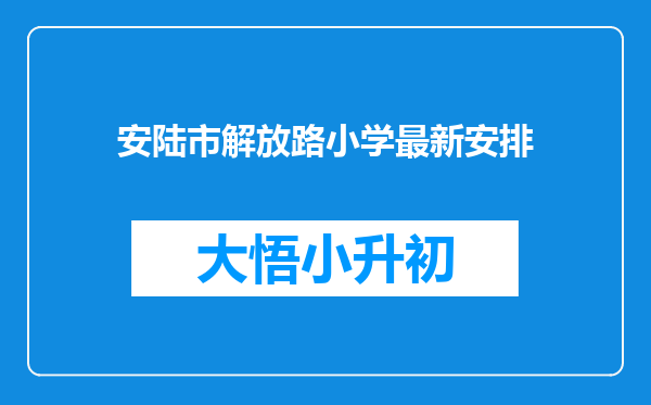 安陆市解放路小学最新安排