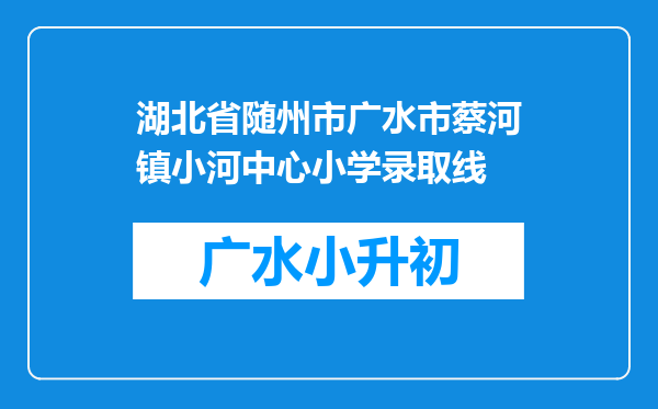 湖北省随州市广水市蔡河镇小河中心小学录取线