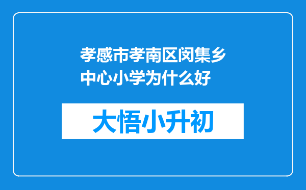 孝感市孝南区闵集乡中心小学为什么好