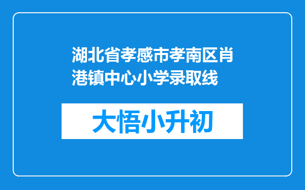 湖北省孝感市孝南区肖港镇中心小学录取线