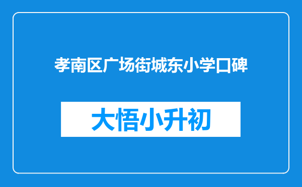 孝南区广场街城东小学口碑