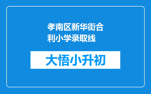 孝南区新华街合利小学录取线