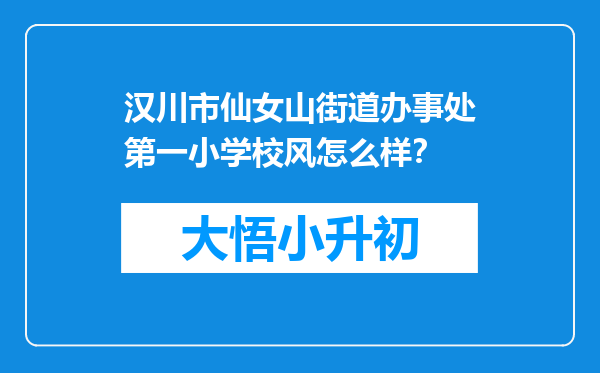 汉川市仙女山街道办事处第一小学校风怎么样？