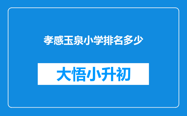 孝感玉泉小学排名多少