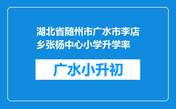 湖北省随州市广水市李店乡张杨中心小学升学率