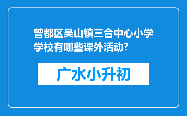 曾都区吴山镇三合中心小学学校有哪些课外活动？