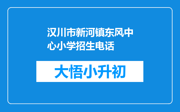 汉川市新河镇东风中心小学招生电话