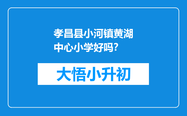 孝昌县小河镇黄湖中心小学好吗？