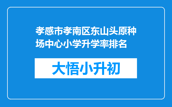 孝感市孝南区东山头原种场中心小学升学率排名