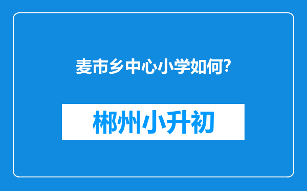 麦市乡中心小学如何？