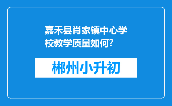 嘉禾县肖家镇中心学校教学质量如何？