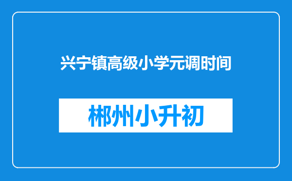 兴宁镇高级小学元调时间