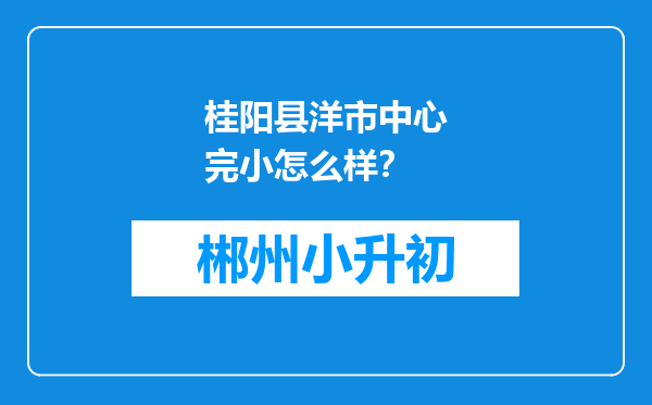 桂阳县洋市中心完小怎么样？