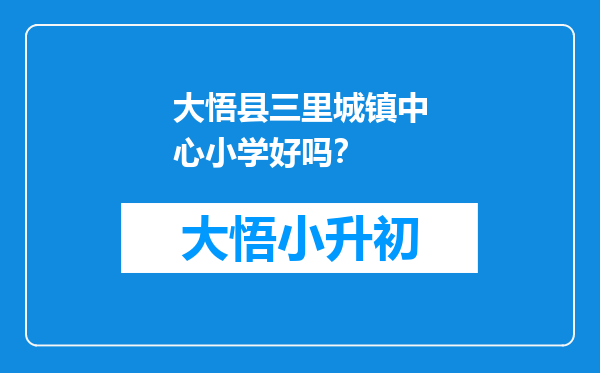 大悟县三里城镇中心小学好吗？