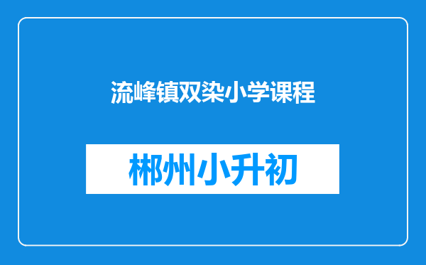 流峰镇双染小学课程