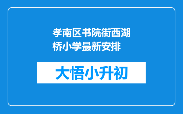 孝南区书院街西湖桥小学最新安排