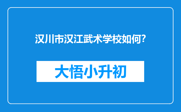 汉川市汉江武术学校如何？